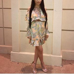 MISSGUIDED FLORAL OFF THE SHOULDER DRESS